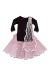 Shop Fayon Kids Purple Velvet, Net Lace, Embroidery, Pearls Sharara Kurta Set at Aza Fashions Shop_Fayon Kids_Purple Velvet, Net Lace, Embroidery, Pearls Sharara Kurta Set _at_Aza_Fashions