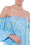Shop_Masaba_Blue Off Shoulder Puff Sleeve Blouse_at_Aza_Fashions