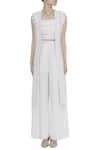 Shop_Vidhi Wadhwani_Off White Sleeveless Jacket With Metallic Applique_Online_at_Aza_Fashions