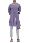 Buy_Bohame_Purple Cotton Linen Pleated Side Kurta  _at_Aza_Fashions