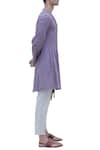 Bohame_Purple Cotton Linen Pleated Side Kurta  _Online_at_Aza_Fashions