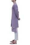 Buy_Bohame_Purple Cotton Linen Pleated Side Kurta  _Online_at_Aza_Fashions