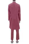 Shop_Bohame_Coral Cotton Linen Round Neck Stand Collar Kurta _at_Aza_Fashions