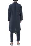 Shop_Bohame_Black Cotton Linen Overlap Pleated Kurta _at_Aza_Fashions