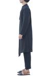 Buy_Bohame_Black Cotton Linen Overlap Pleated Kurta _Online_at_Aza_Fashions