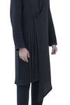 Shop_Bohame_Black Cotton Linen Overlap Pleated Kurta _Online_at_Aza_Fashions