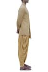 Bohame_Beige Cotton Linen Overlap Short Kurta _Online_at_Aza_Fashions