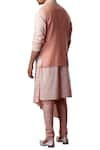 Shop_Kommal Sood_Peach Cotton Silk Embroidered Floral Nehru Jacket And Kurta Set  _at_Aza_Fashions