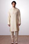 Buy_Kommal Sood_Beige Mandarin Collar Kurta Set_Online_at_Aza_Fashions