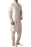 Kommal Sood_Beige Cotton Silk Embroidered Floral Nehru Jacket And Kurta Set  _Online_at_Aza_Fashions