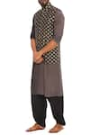 Masaba_Black Ombre Kurta With Kalash Motif Bundi And Salwar Pants_Online_at_Aza_Fashions