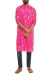 Masaba_Pink Tropical Banana Sapling Motif Print Kurta_Online_at_Aza_Fashions