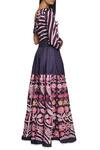 Shop_Swati Vijaivargie_Blue Linen Satin Printed Striped Blouse And Lehenga Set _at_Aza_Fashions