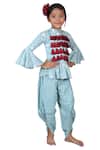 Buy_Kirti Agarwal - Pret N Couture_Blue Printed Dhoti Kurta Set For Girls_at_Aza_Fashions