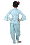 Shop_Kirti Agarwal - Pret N Couture_Blue Printed Dhoti Kurta Set For Girls_at_Aza_Fashions