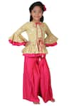 Buy_Kirti Agarwal - Pret N Couture_Pink Printed Jacket Palazzo Set For Girls_at_Aza_Fashions