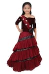 Kirti Agarwal - Pret N Couture_Maroon Layered Off Shoulder Gown For Girls_Online_at_Aza_Fashions