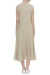 Shop_Padma Raj Keshri_Beige Sleeveless Flared Midi Dress_at_Aza_Fashions