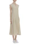 Padma Raj Keshri_Beige Sleeveless Flared Midi Dress_Online_at_Aza_Fashions