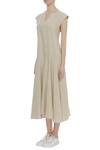 Buy_Padma Raj Keshri_Beige Sleeveless Flared Midi Dress_Online_at_Aza_Fashions