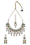 Buy_Posh by Rathore_Kundan Necklace,earrings And Mangtikka Set_at_Aza_Fashions