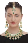 Shop_Posh by Rathore_Kundan Necklace,earrings And Mangtikka Set_at_Aza_Fashions