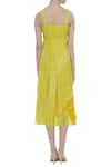 Shop_Vedika M_Yellow Silk Printed Scoop Sunlight Garden Dress  _at_Aza_Fashions