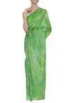 Buy_Vedika M_Green Hand Painted Saree With Blouse_at_Aza_Fashions