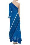 Shop_Vedika M_Blue Georgette Printed One-shoulder Draped Dress  _at_Aza_Fashions