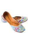 Shop_Shilpsutra_Blue Floral-embroidered-juttis_at_Aza_Fashions