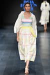 Buy_Arcvsh by Pallavi Singh_White Bamberg Cotton Printed Checkered Shoulder Neck Midi Skirt _at_Aza_Fashions