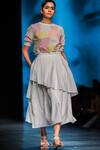 Buy_Arcvsh by Pallavi Singh_Ivory Cotton Embroidered Plain Layered Midi Skirt _at_Aza_Fashions