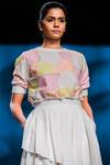Shop_Arcvsh by Pallavi Singh_Ivory Cotton Embroidered Plain Layered Midi Skirt _at_Aza_Fashions