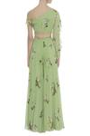 Shop_Mahima Mahajan_Green Asymmetric Printed Top Palazzo Set_at_Aza_Fashions