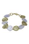 Shop_Masaya Jewellery_Gold Plated Textured Coin Bracelet _at_Aza_Fashions