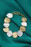 Buy_Masaya Jewellery_Gold Plated Textured Coin Bracelet _Online_at_Aza_Fashions