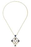 Buy_Masaya Jewellery_Blue Geometric Pendant Necklace_at_Aza_Fashions