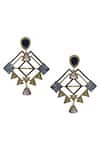 Shop_Masaya Jewellery_Gold Plated Geometric Carved Earrings _at_Aza_Fashions