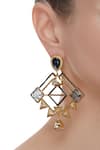 Buy_Masaya Jewellery_Gold Plated Geometric Carved Earrings _at_Aza_Fashions