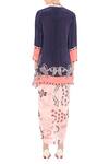 Shop_Soup by Sougat Paul_Blue Crepe Draped Dress With Printed Jacket_at_Aza_Fashions