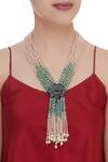 Shop_Hrisha Jewels_Green Multi String Bead Necklace_at_Aza_Fashions