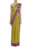 Buy_Anita Kanwal_Gold Saree With Unstitched Blouse_Online_at_Aza_Fashions