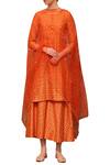 Buy_Seema Nanda_Orange Chanderi Silk Printed Floral Round Kurta Set  _at_Aza_Fashions
