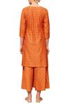 Shop_Seema Nanda_Orange Chanderi Silk Printed Floral Round Kurta Set  _at_Aza_Fashions