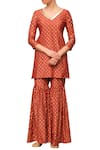 Seema Nanda_Red Printed Floral Kurta Sharara Set  _Online_at_Aza_Fashions