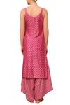 Shop_Seema Nanda_Pink Printed Sequin Leaf Neck Floral Embellished Kurta Set  _at_Aza_Fashions