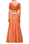 Shop_Seema Nanda_Orange Chanderi Silk Printed Floral Round Lehenga Set  _at_Aza_Fashions