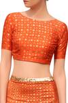 Shop_Seema Nanda_Orange Chanderi Silk Printed Floral Round Lehenga Set  _Online_at_Aza_Fashions