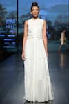 Shruti Sancheti_Off White Mul Floral Band Neck Tiered Embroidered Maxi  _Online_at_Aza_Fashions