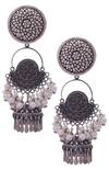 Buy_Motifs by Surabhi Didwania_Black Circular Head Danglers_at_Aza_Fashions